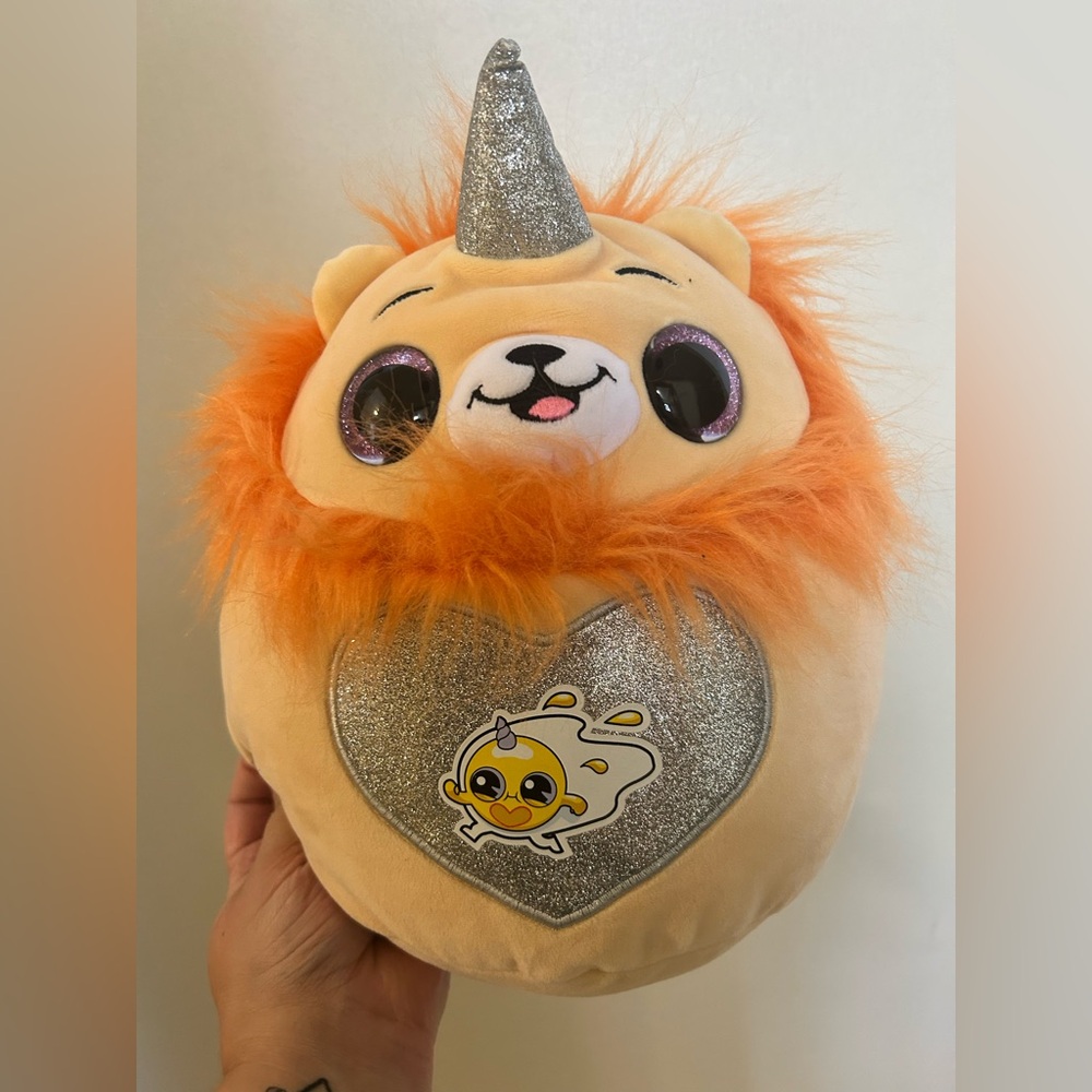 Sparkly Orange and Silver Unicorn Lion Plush
